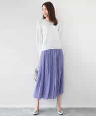 FKFGD31150 MK MICHEL KLEIN(MK ミッシェルクラン) ラメ入りノットヤーンVネックニット/洗える ライトブルー