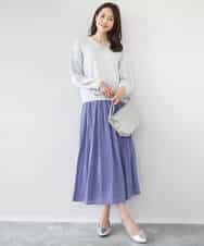 FKFGD31150 MK MICHEL KLEIN(MK ミッシェルクラン) ラメ入りノットヤーンVネックニット/洗える ライトブルー