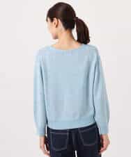 FKFGD31150 MK MICHEL KLEIN(MK ミッシェルクラン) ラメ入りノットヤーンVネックニット/洗える ライトブルー