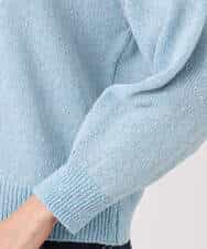 FKFGD31150 MK MICHEL KLEIN(MK ミッシェルクラン) ラメ入りノットヤーンVネックニット/洗える ライトブルー