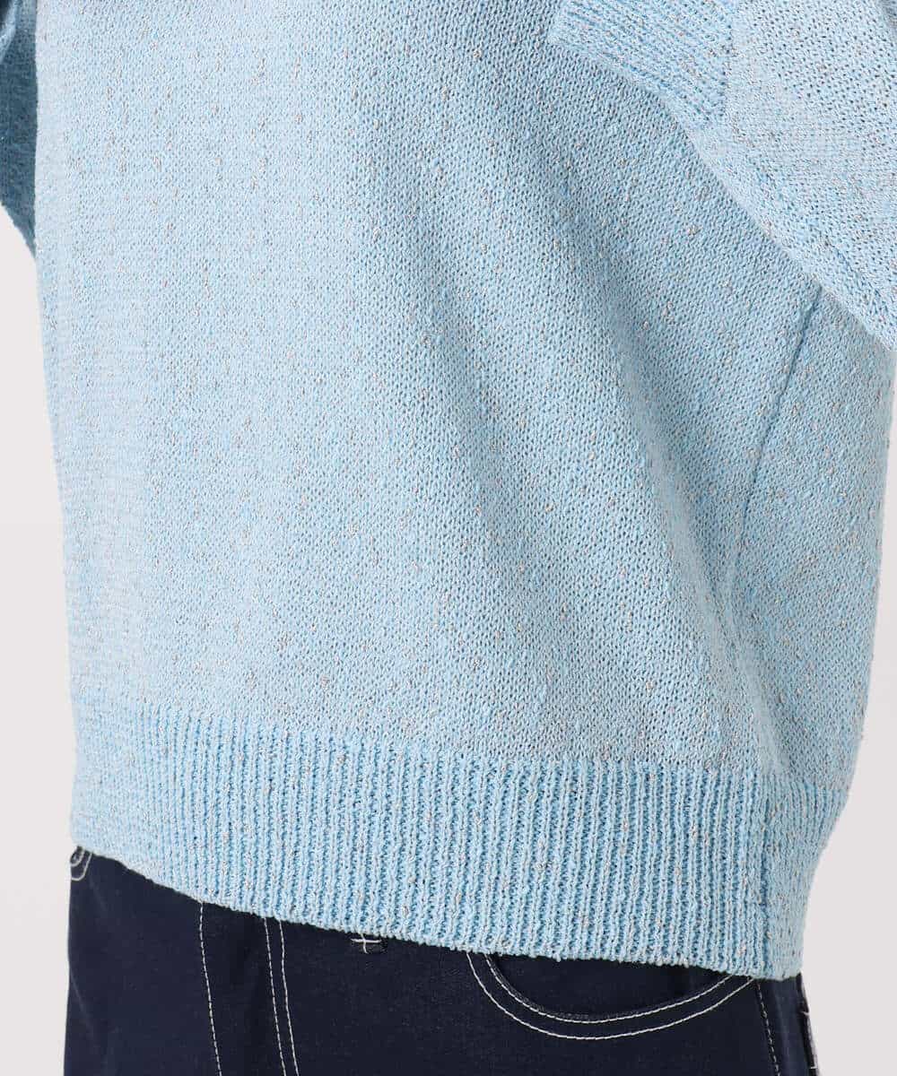 FKFGD31150 MK MICHEL KLEIN(MK ミッシェルクラン) ラメ入りノットヤーンVネックニット/洗える ライトブルー