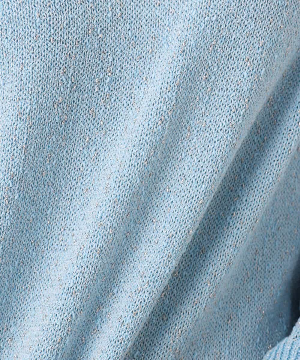 FKFGD31150 MK MICHEL KLEIN(MK ミッシェルクラン) ラメ入りノットヤーンVネックニット/洗える ライトブルー