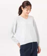 FKFGD31150 MK MICHEL KLEIN(MK ミッシェルクラン) ラメ入りノットヤーンVネックニット/洗える ライトブルー