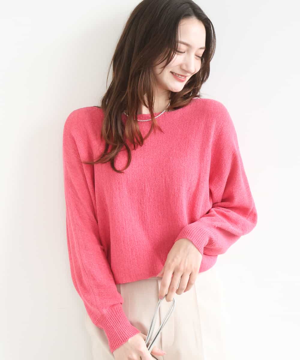 FKFGD32140 MK MICHEL KLEIN(MK ミッシェルクラン) テープヤーンドルマンニット/洗える ピンク