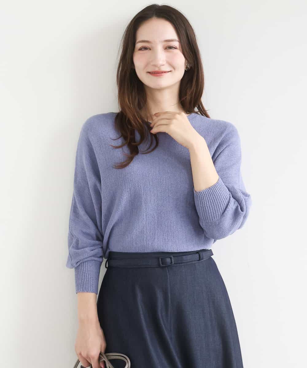 FKFGD32140 MK MICHEL KLEIN(MK ミッシェルクラン) テープヤーンドルマンニット/洗える グレイッシュブルー