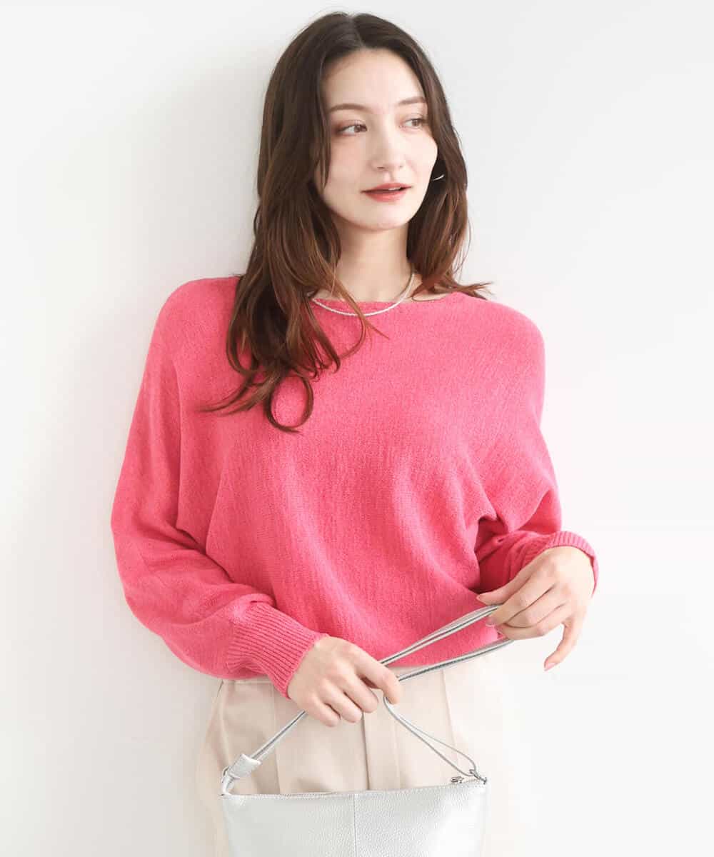 FKFGD32140 MK MICHEL KLEIN(MK ミッシェルクラン) テープヤーンドルマンニット/洗える グレイッシュブルー