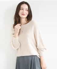 FKFGD32140 MK MICHEL KLEIN(MK ミッシェルクラン) テープヤーンドルマンニット/洗える グレイッシュブルー