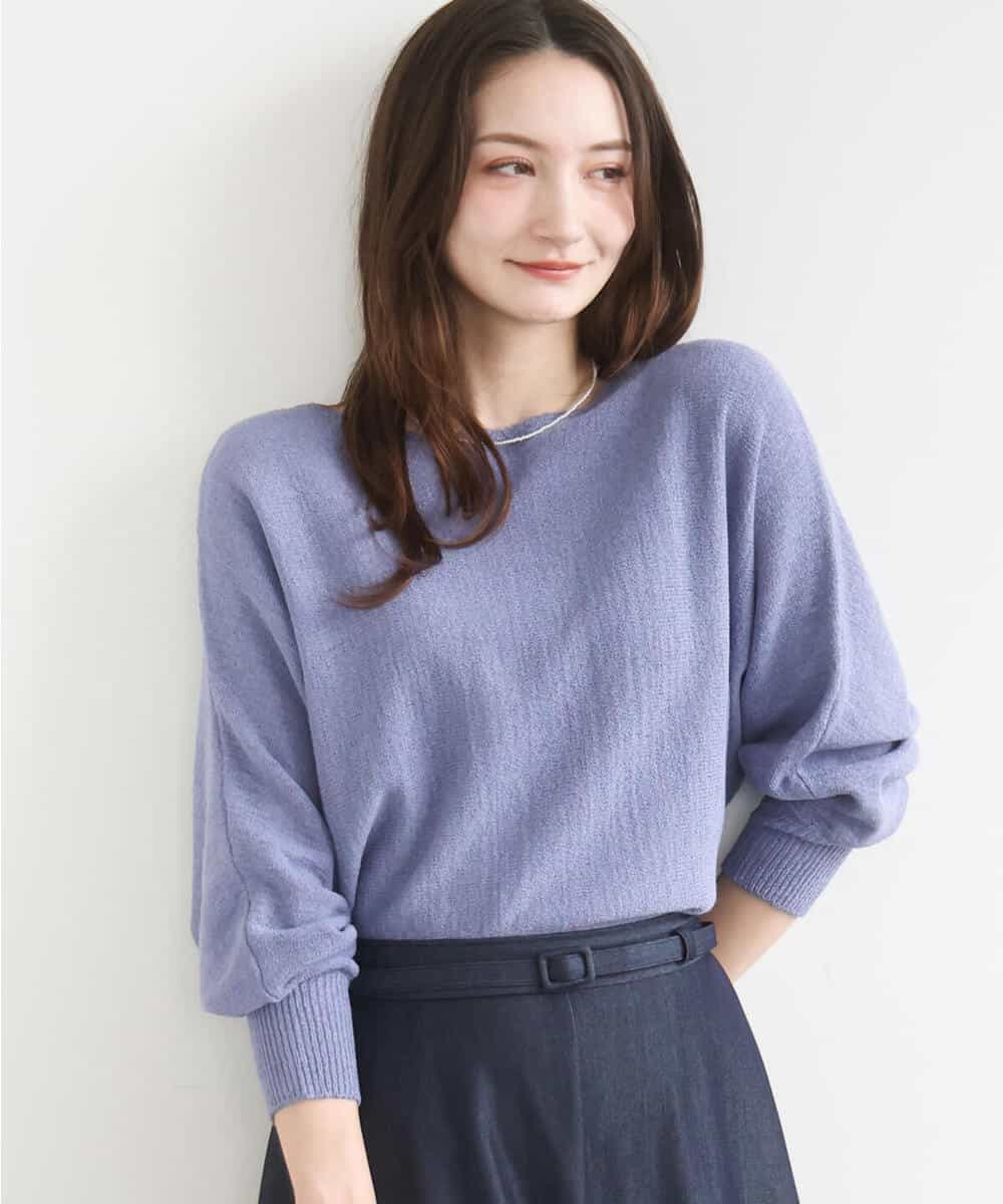 FKFGD32140 MK MICHEL KLEIN(MK ミッシェルクラン) テープヤーンドルマンニット/洗える グレイッシュブルー