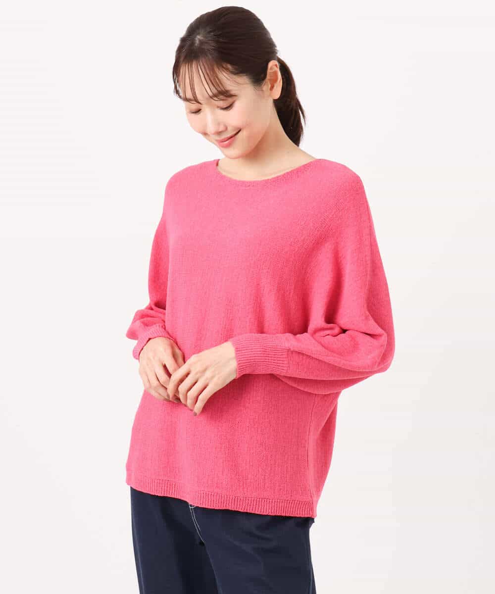 FKFGD32140 MK MICHEL KLEIN(MK ミッシェルクラン) テープヤーンドルマンニット/洗える グレイッシュブルー