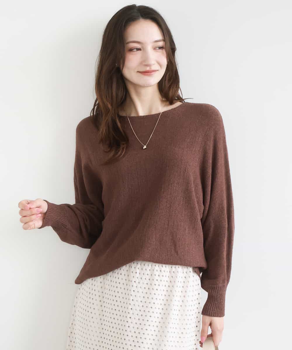 FKFGD32140 MK MICHEL KLEIN(MK ミッシェルクラン) テープヤーンドルマンニット/洗える ブラウン