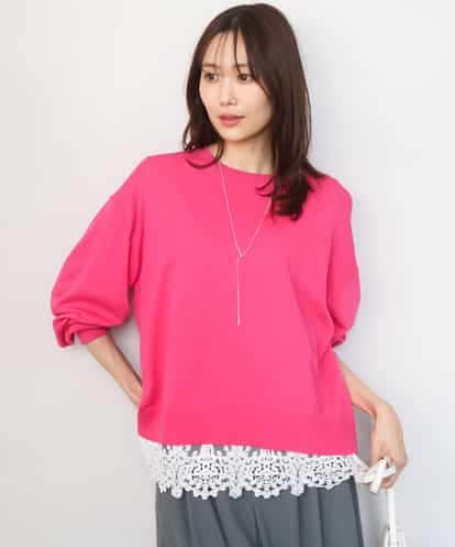 FKFGD33160 MK MICHEL KLEIN ハイゲージニット×裾レースタンクトップセット/洗える