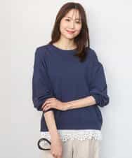 FKFGD33160 MK MICHEL KLEIN(MK ミッシェルクラン) ハイゲージニット×裾レースタンクトップセット/洗える ラベンダー