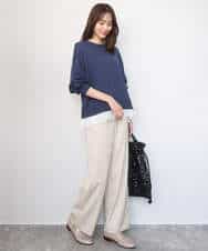 FKFGD33160 MK MICHEL KLEIN(MK ミッシェルクラン) ハイゲージニット×裾レースタンクトップセット/洗える ラベンダー