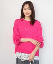 FKFGD33160 MK MICHEL KLEIN(MK ミッシェルクラン) ハイゲージニット×裾レースタンクトップセット/洗える ラベンダー