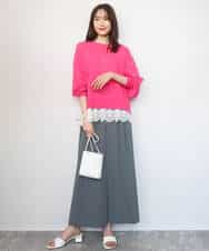 FKFGD33160 MK MICHEL KLEIN(MK ミッシェルクラン) ハイゲージニット×裾レースタンクトップセット/洗える ラベンダー