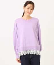 FKFGD33160 MK MICHEL KLEIN(MK ミッシェルクラン) ハイゲージニット×裾レースタンクトップセット/洗える ラベンダー