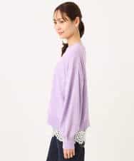 FKFGD33160 MK MICHEL KLEIN(MK ミッシェルクラン) ハイゲージニット×裾レースタンクトップセット/洗える ラベンダー