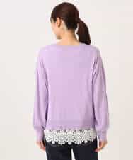 FKFGD33160 MK MICHEL KLEIN(MK ミッシェルクラン) ハイゲージニット×裾レースタンクトップセット/洗える ラベンダー