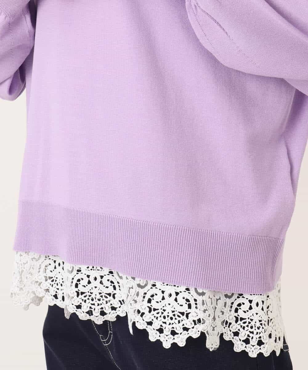FKFGD33160 MK MICHEL KLEIN(MK ミッシェルクラン) ハイゲージニット×裾レースタンクトップセット/洗える ラベンダー