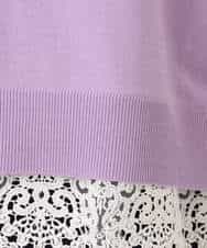 FKFGD33160 MK MICHEL KLEIN(MK ミッシェルクラン) ハイゲージニット×裾レースタンクトップセット/洗える ラベンダー