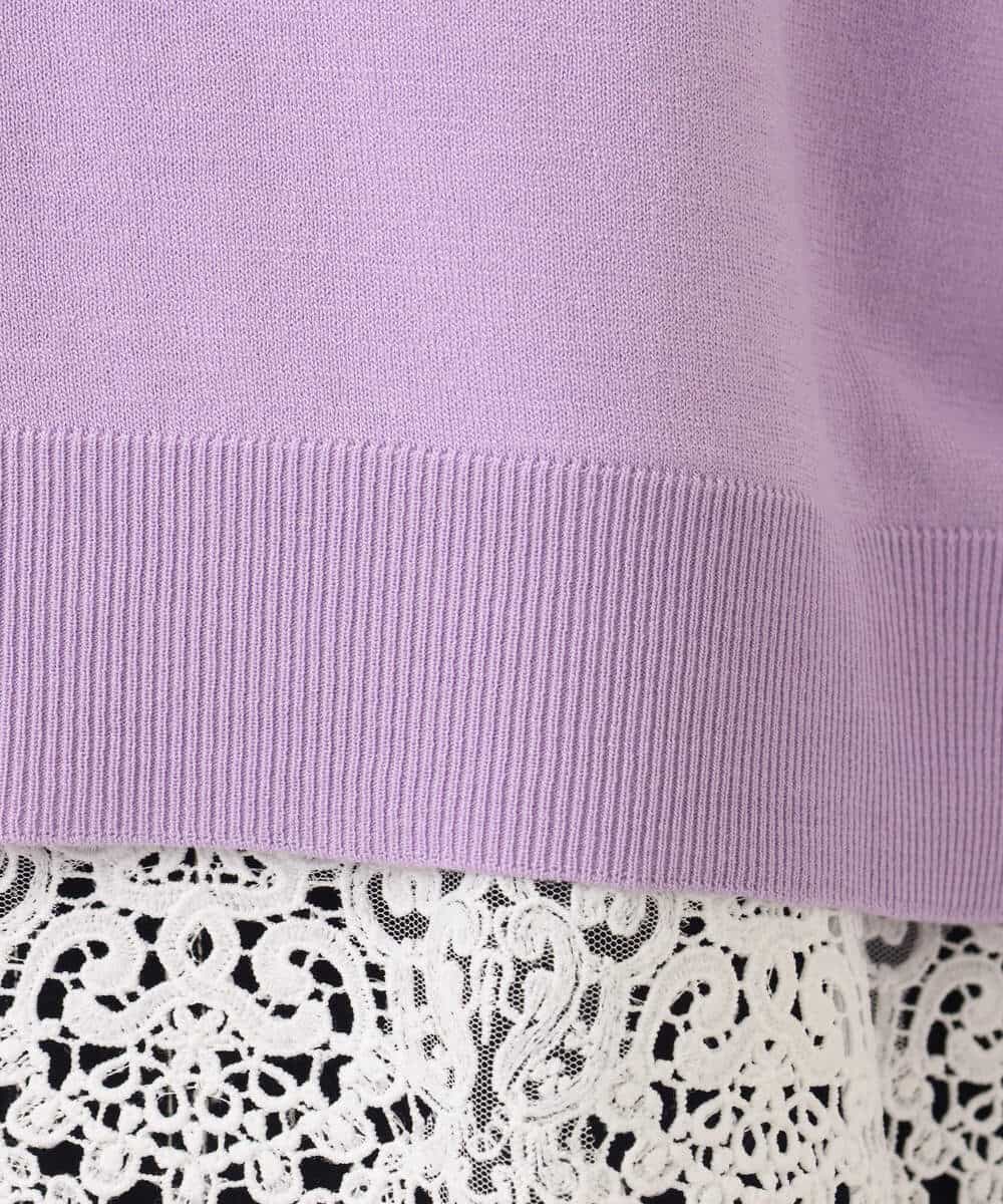 FKFGD33160 MK MICHEL KLEIN(MK ミッシェルクラン) ハイゲージニット×裾レースタンクトップセット/洗える ラベンダー