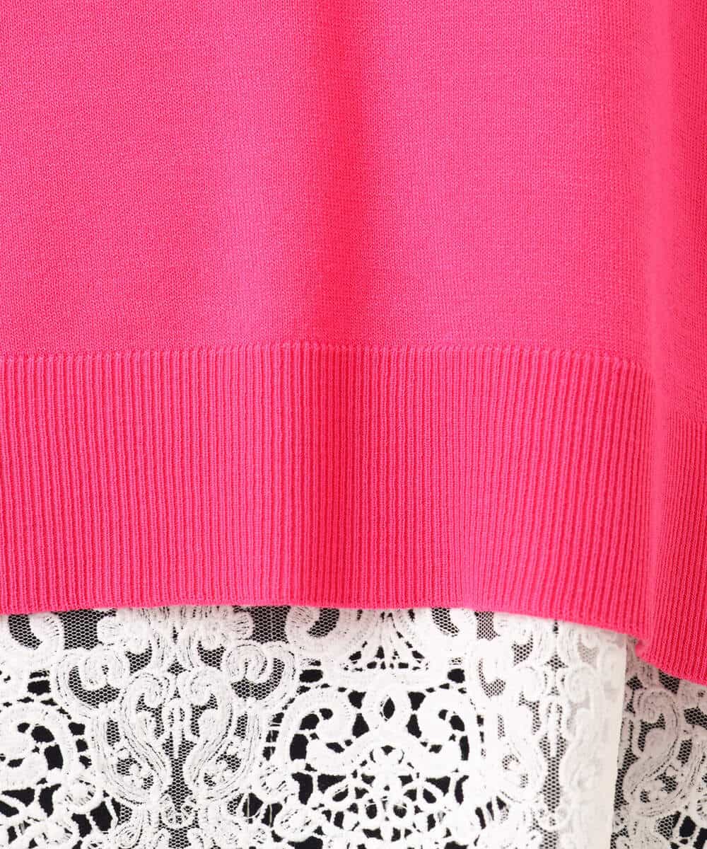 FKFGD33160 MK MICHEL KLEIN(MK ミッシェルクラン) ハイゲージニット×裾レースタンクトップセット/洗える ラベンダー