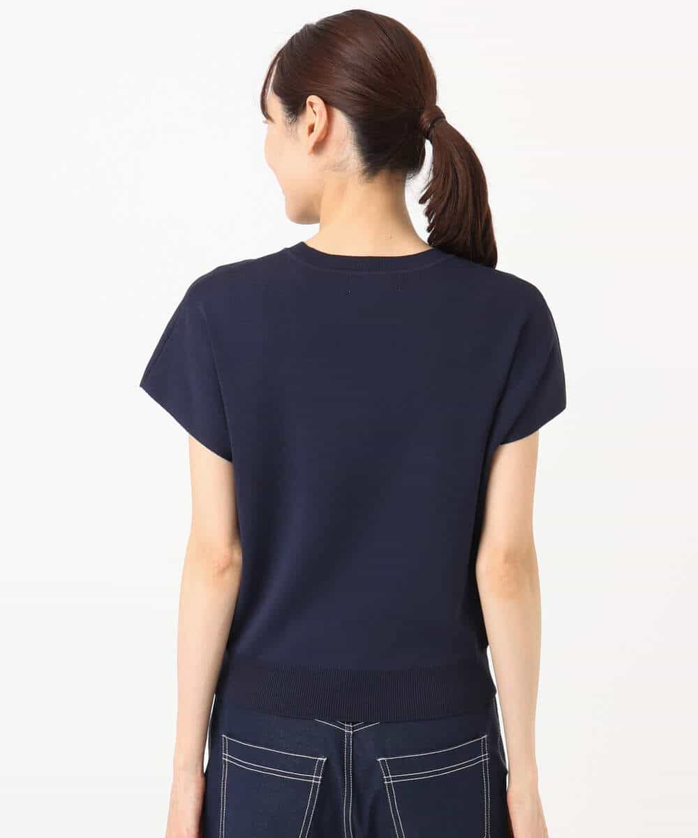 FKFGD40110 MK MICHEL KLEIN(MK ミッシェルクラン) フレンチスリーブニット/接触冷感/UVカット/洗える ネイビー