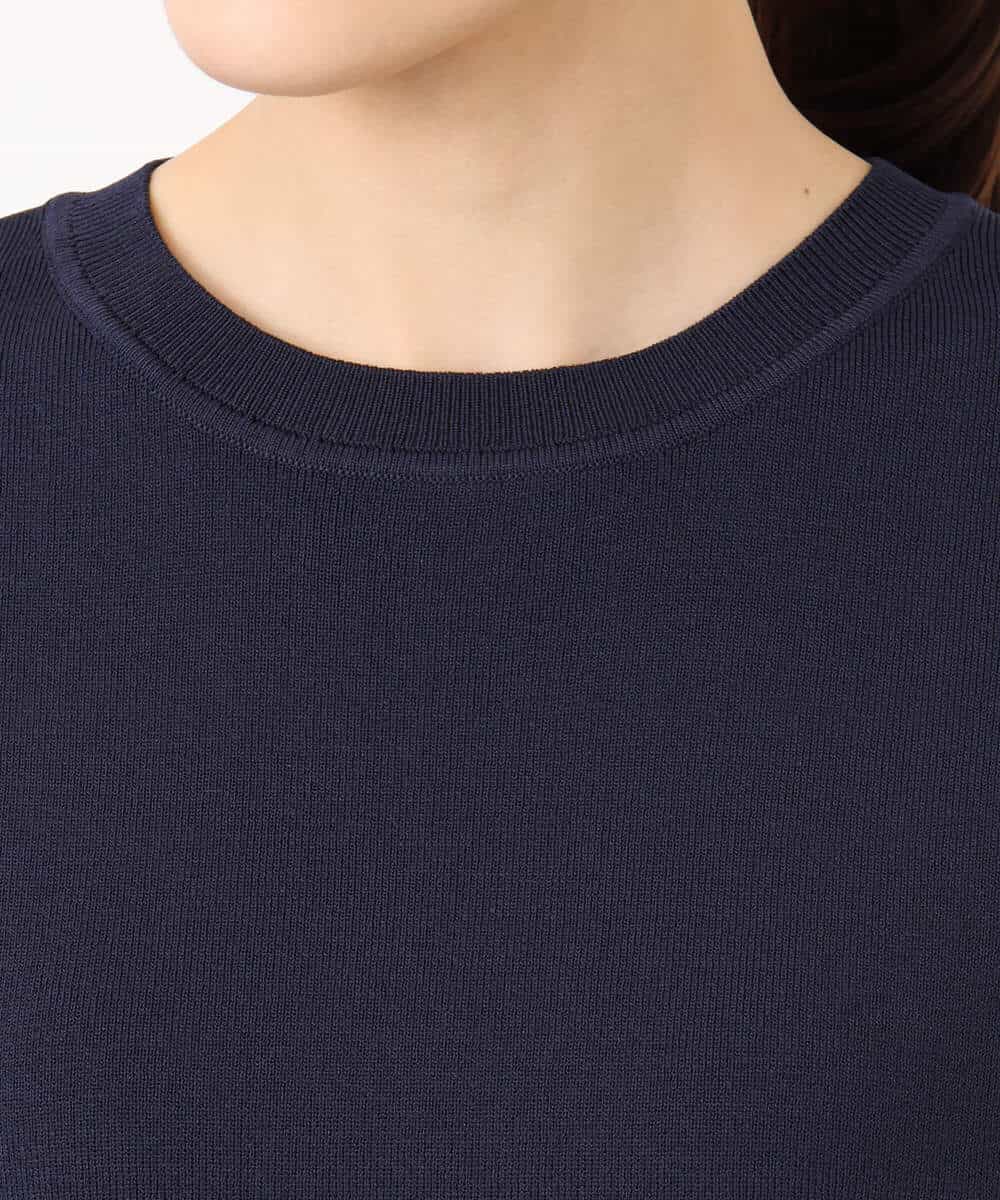 FKFGD40110 MK MICHEL KLEIN(MK ミッシェルクラン) フレンチスリーブニット/接触冷感/UVカット/洗える ネイビー