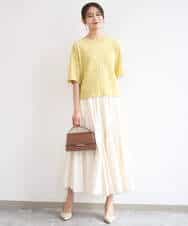 FKFGD41130 MK MICHEL KLEIN(MK ミッシェルクラン) ブロック調クロップド丈ニット/UVカット/洗える ブルー