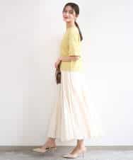 FKFGD41130 MK MICHEL KLEIN(MK ミッシェルクラン) ブロック調クロップド丈ニット/UVカット/洗える ブルー