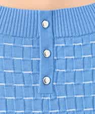 FKFGD41130 MK MICHEL KLEIN(MK ミッシェルクラン) ブロック調クロップド丈ニット/UVカット/洗える ブルー