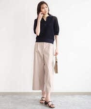 FKFGD42150 MK MICHEL KLEIN(MK ミッシェルクラン) [洗える]レーシー柄編み衿付きニット グリーン