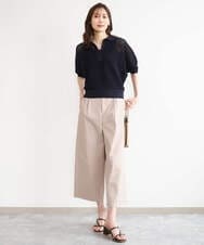 FKFGD42150 MK MICHEL KLEIN(MK ミッシェルクラン) [洗える]レーシー柄編み衿付きニット グリーン