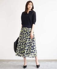 FKFGD42150 MK MICHEL KLEIN(MK ミッシェルクラン) [洗える]レーシー柄編み衿付きニット グリーン