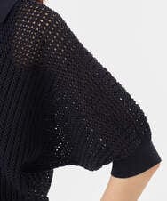 FKFGD42150 MK MICHEL KLEIN(MK ミッシェルクラン) [洗える]レーシー柄編み衿付きニット グリーン