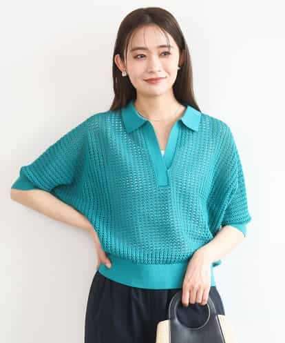 FKFGD42150 MK MICHEL KLEIN レーシー柄編み衿付きニット/洗える