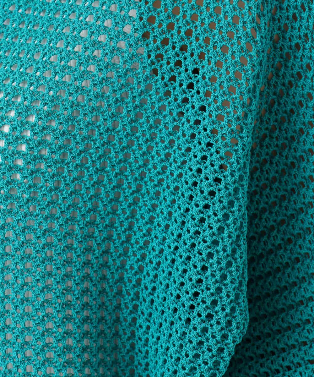 FKFGD42150 MK MICHEL KLEIN(MK ミッシェルクラン) レーシー柄編み衿付きニット/洗える グリーン