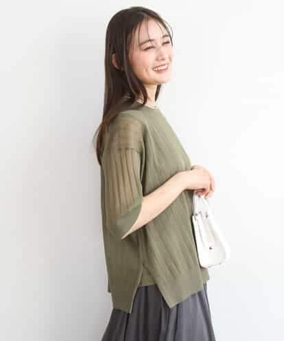 FKFGD43160 MK MICHEL KLEIN ワイドリブシアーニット×タンクトップ ツインセット/洗える