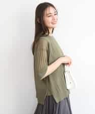 FKFGD43160 MK MICHEL KLEIN(MK ミッシェルクラン) ワイドリブシアーニット×タンクトップ ツインセット/洗える カーキ