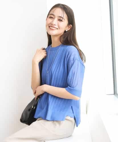 FKFGD43160 MK MICHEL KLEIN ワイドリブシアーニット×タンクトップ ツインセット/洗える