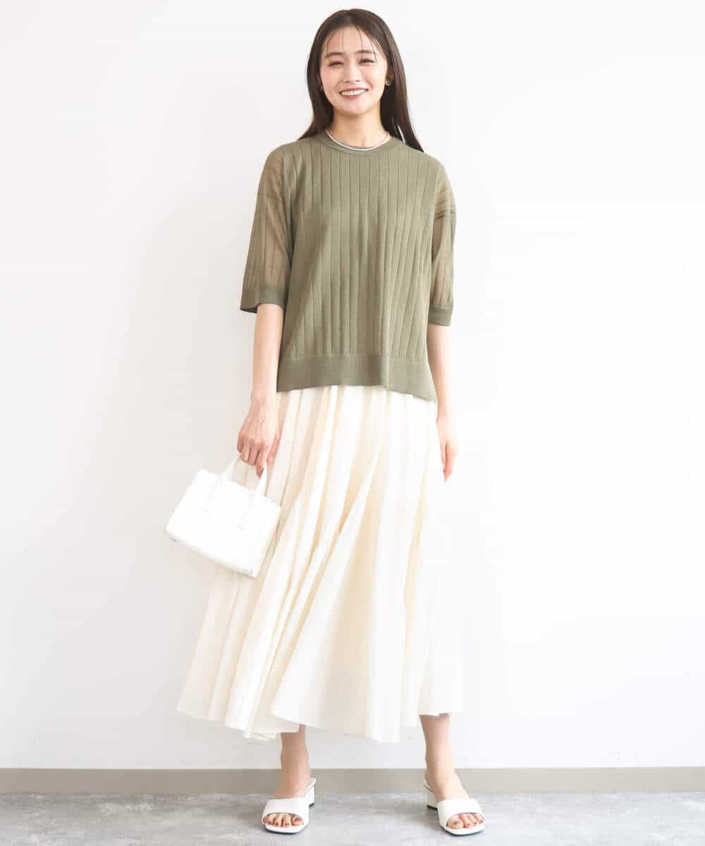 FKFGD43160 MK MICHEL KLEIN(MK ミッシェルクラン) ワイドリブシアーニット×タンクトップ ツインセット/洗える ブルー