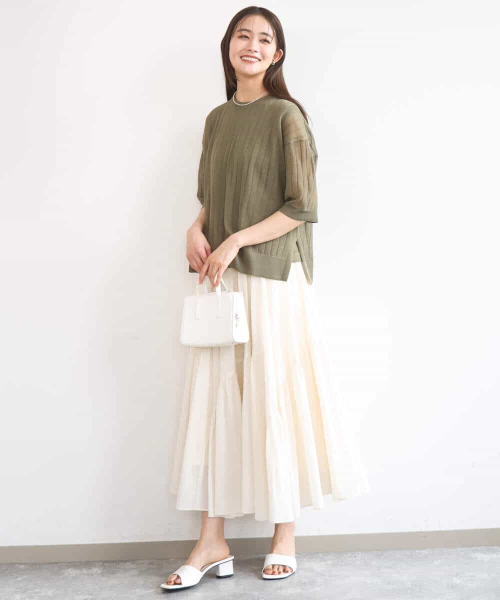 FKFGD43160 MK MICHEL KLEIN(MK ミッシェルクラン) ワイドリブシアーニット×タンクトップ ツインセット/洗える ブルー