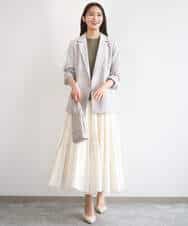 FKFGD43160 MK MICHEL KLEIN(MK ミッシェルクラン) ワイドリブシアーニット×タンクトップ ツインセット/洗える ブルー