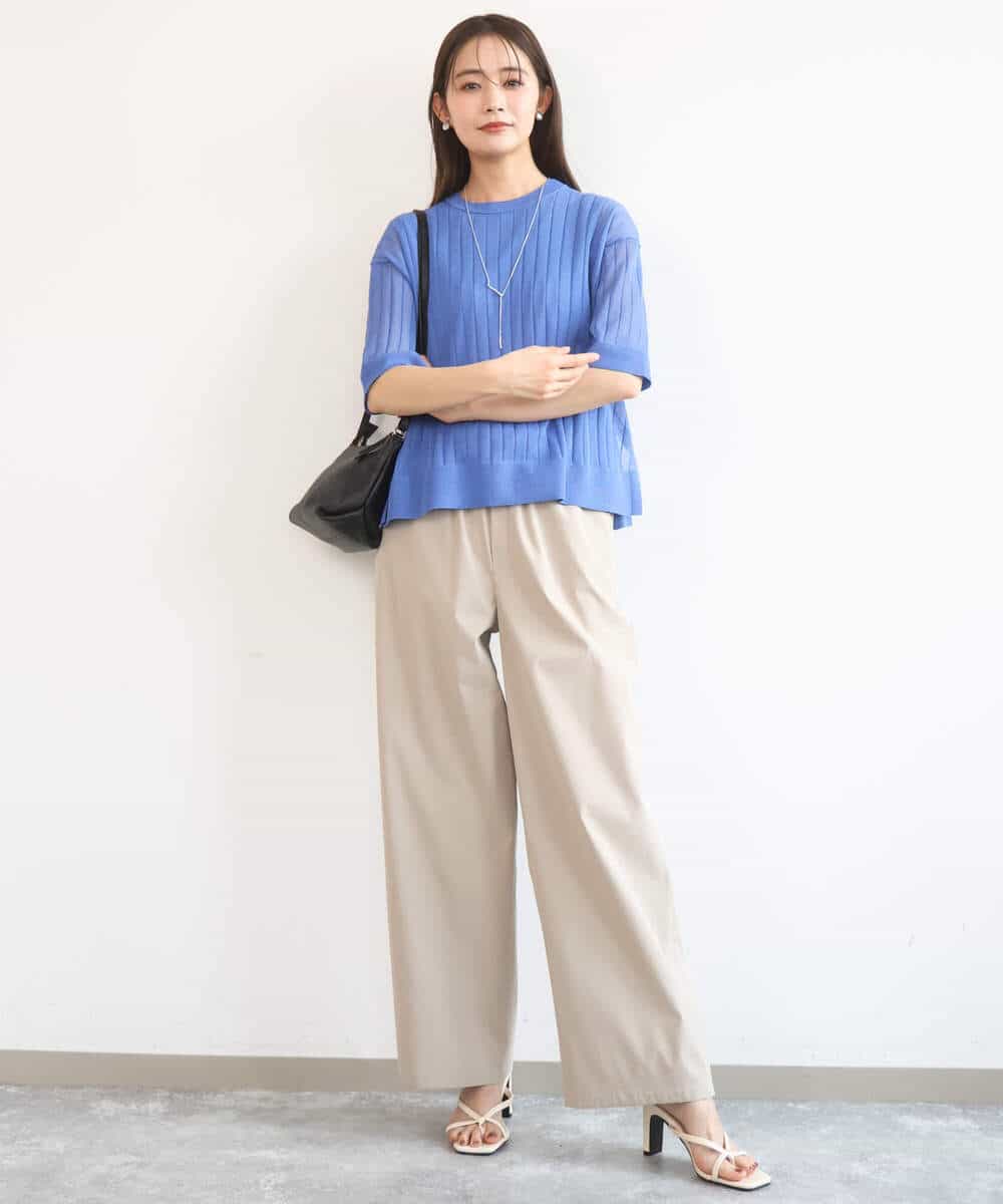 FKFGD43160 MK MICHEL KLEIN(MK ミッシェルクラン) ワイドリブシアーニット×タンクトップ ツインセット/洗える ブルー