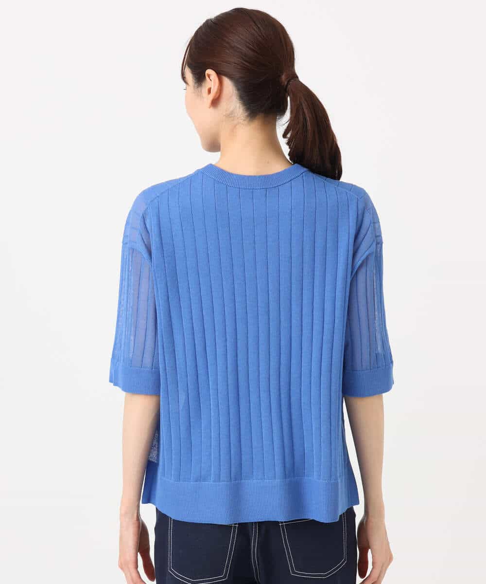 FKFGD43160 MK MICHEL KLEIN(MK ミッシェルクラン) ワイドリブシアーニット×タンクトップ ツインセット/洗える ブルー