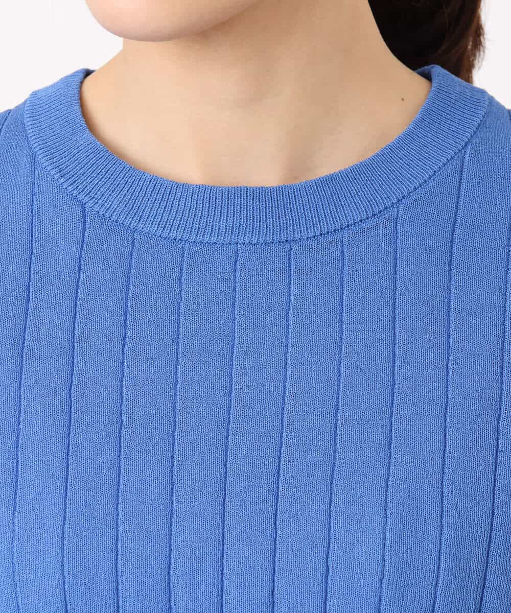 FKFGD43160 MK MICHEL KLEIN(MK ミッシェルクラン) ワイドリブシアーニット×タンクトップ ツインセット/洗える ブルー