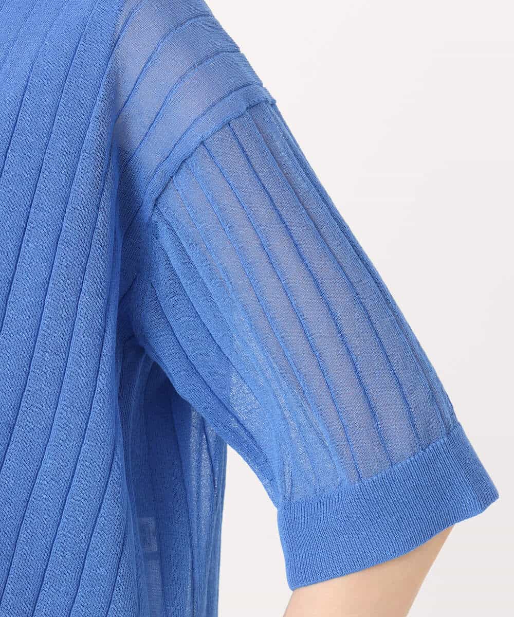 FKFGD43160 MK MICHEL KLEIN(MK ミッシェルクラン) ワイドリブシアーニット×タンクトップ ツインセット/洗える ブルー