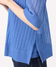 FKFGD43160 MK MICHEL KLEIN(MK ミッシェルクラン) ワイドリブシアーニット×タンクトップ ツインセット/洗える ブルー