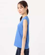 FKFGD43160 MK MICHEL KLEIN(MK ミッシェルクラン) ワイドリブシアーニット×タンクトップ ツインセット/洗える ブルー