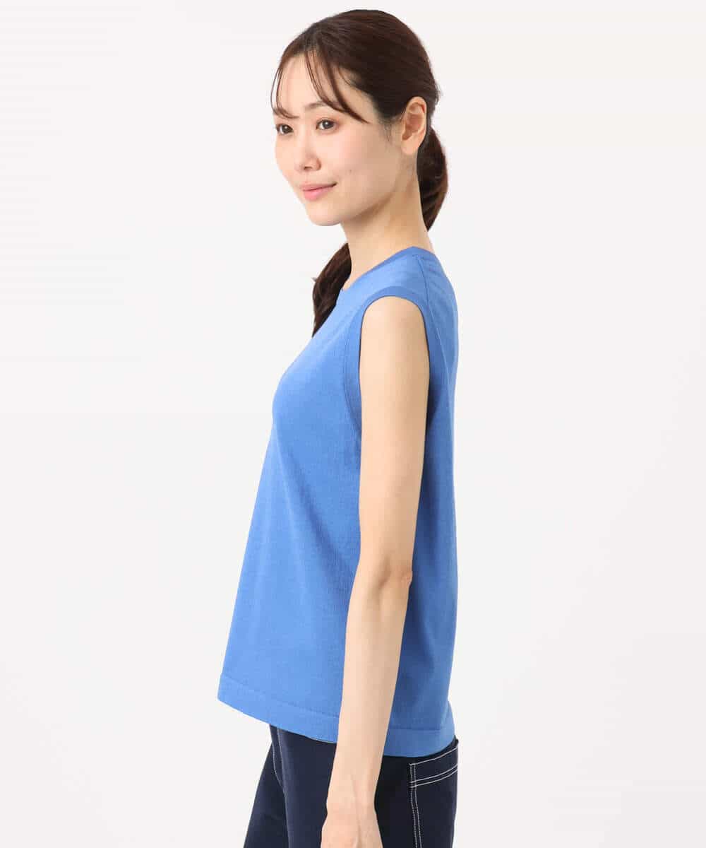 FKFGD43160 MK MICHEL KLEIN(MK ミッシェルクラン) ワイドリブシアーニット×タンクトップ ツインセット/洗える ブルー